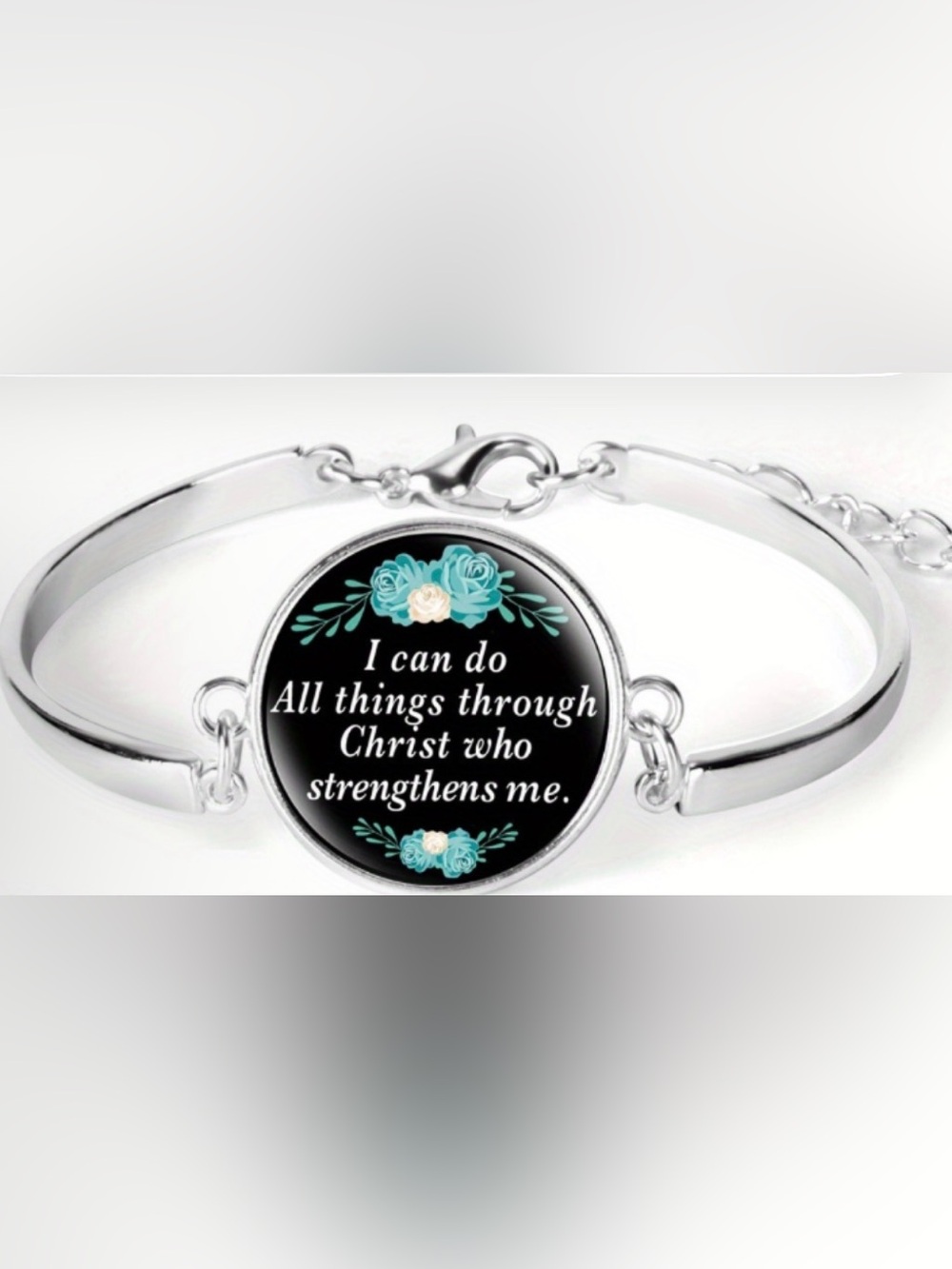 Inspirational Turquoise Floral Scripture Bracelet - Women Jewelry - Picture 1 of 2